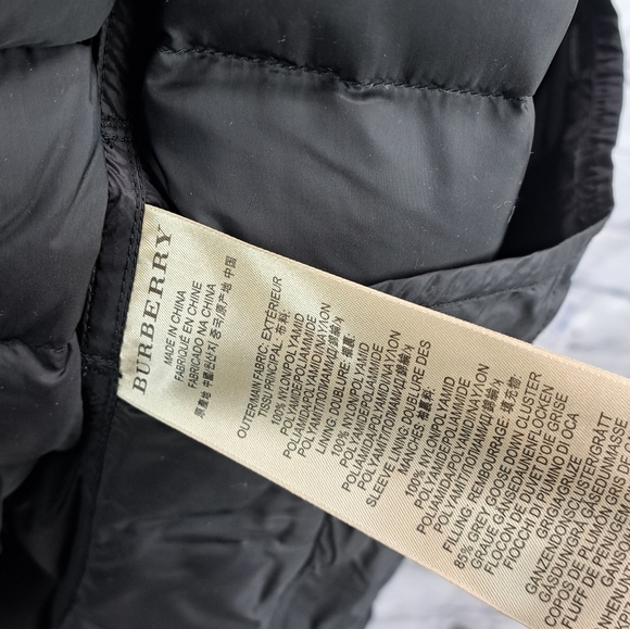 Burberry Women's Puffer Winter Jacket Grey Goose Down Fill Black Hooded Small - Picture 14 of 16